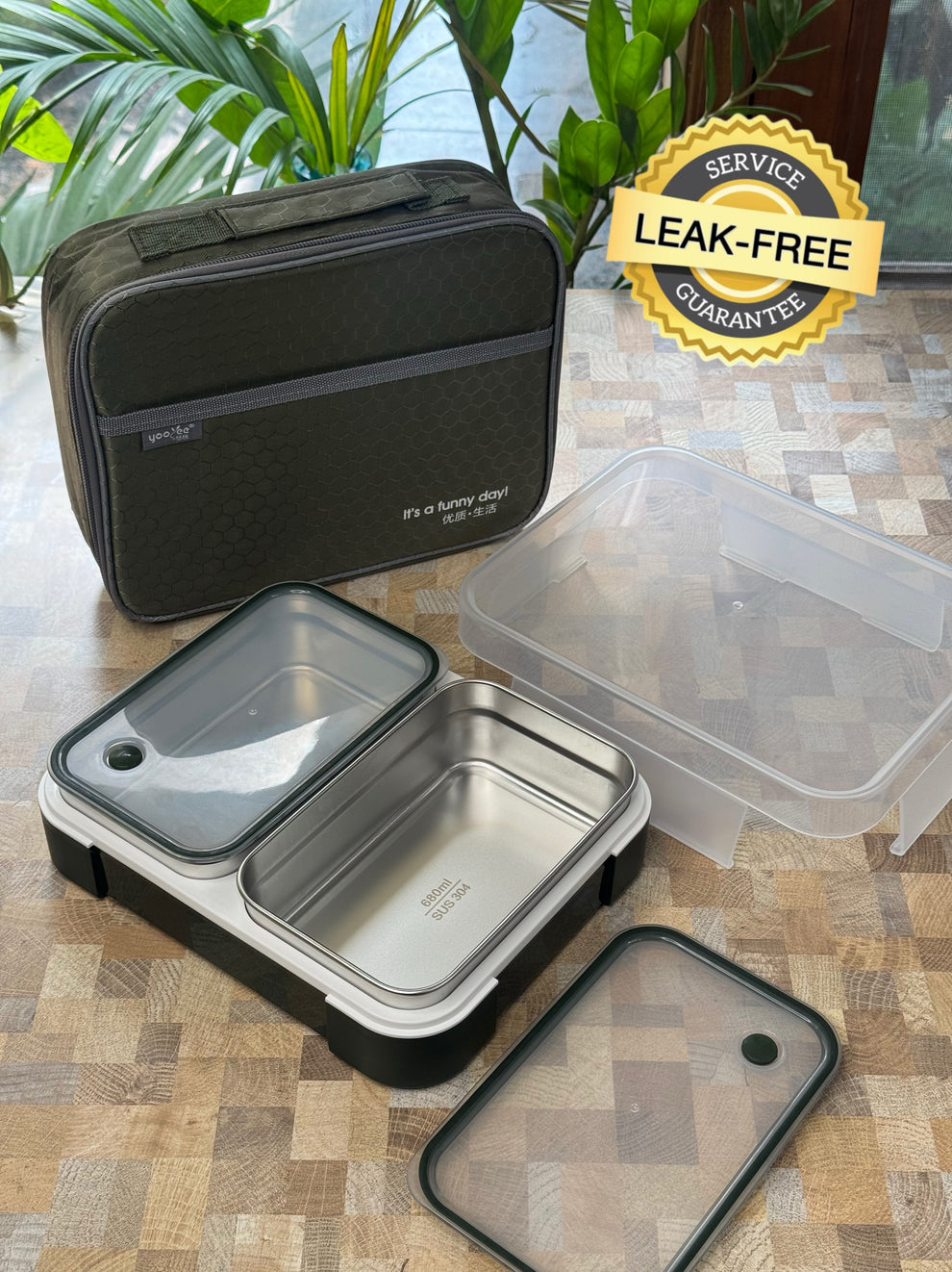 2 grid Bento Box with Lunch Bag