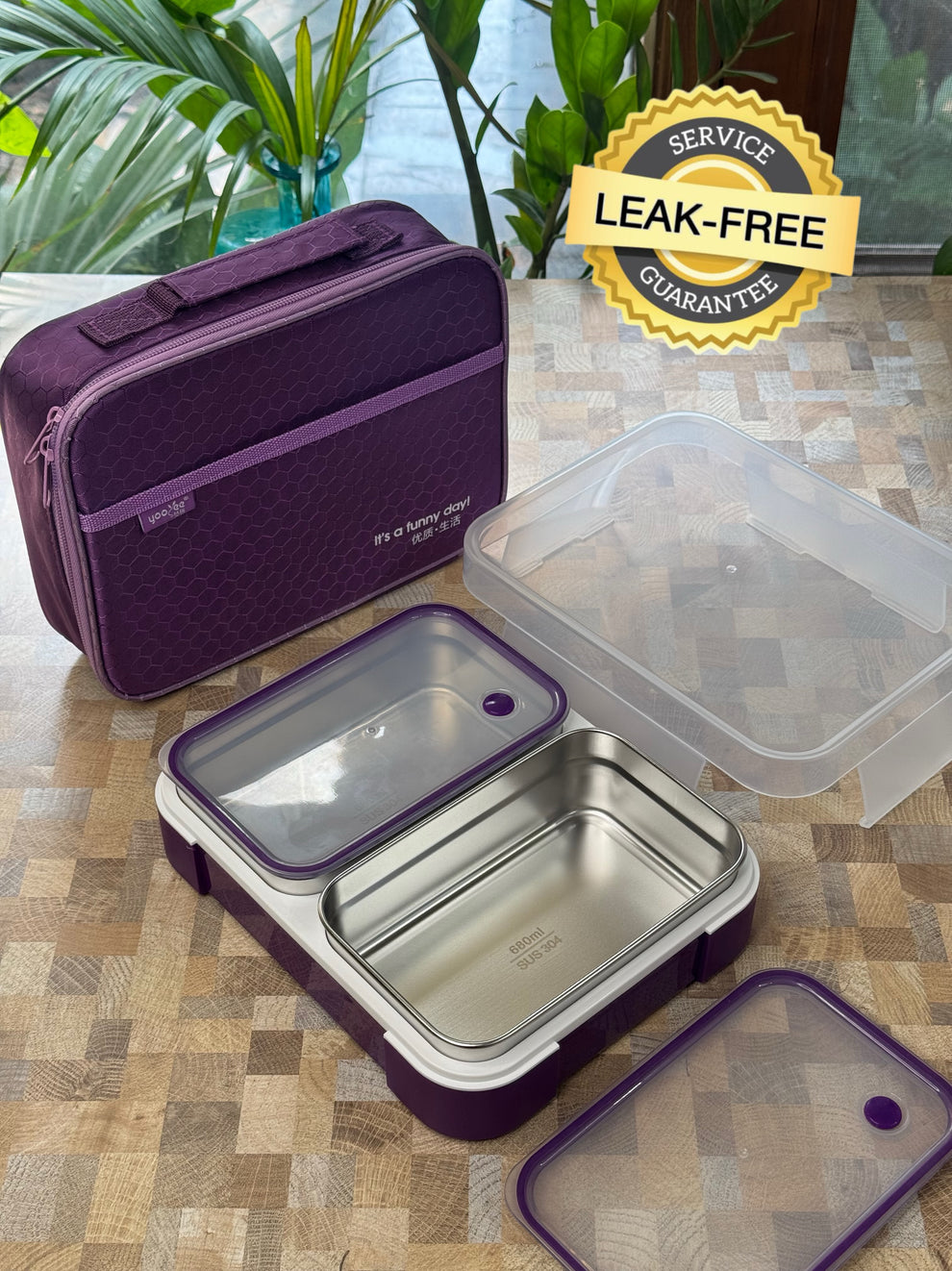 2 grid Bento Box with Lunch Bag