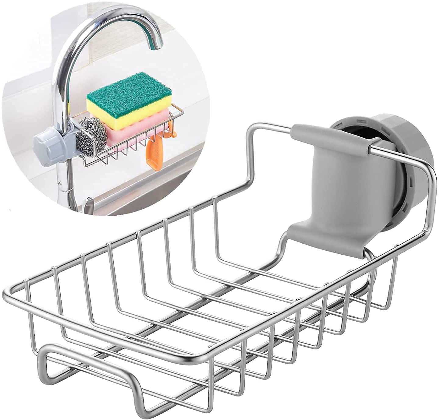Kitchen Sink Faucet Sponge Holder Caddy Organizer