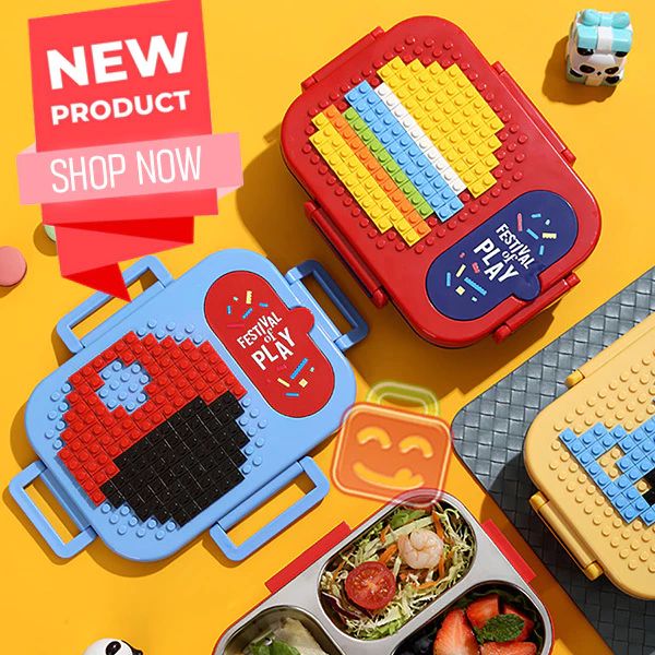 3Grid Insulated Steel Lego Lunch Boxes