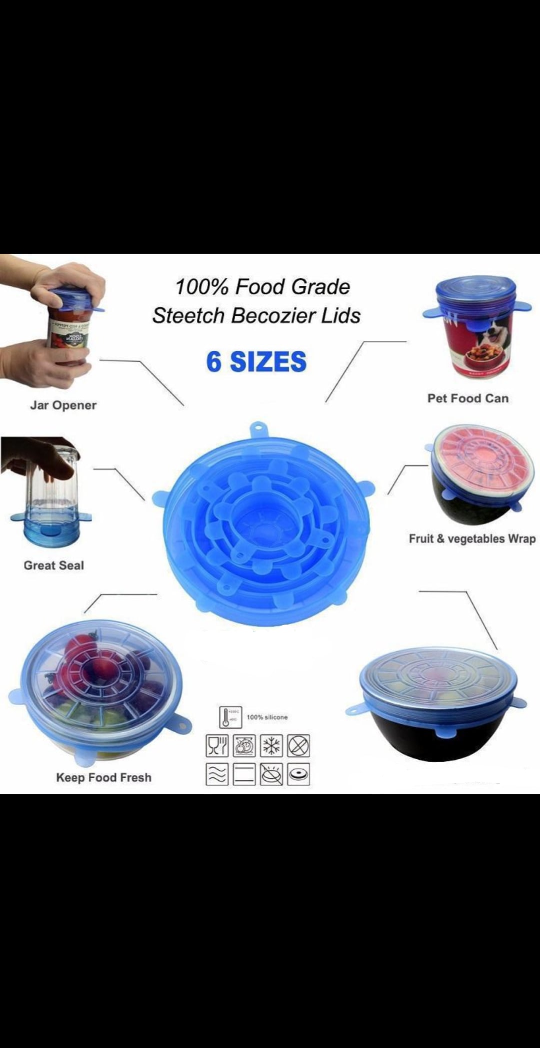 SILICON 6PCS LID SET