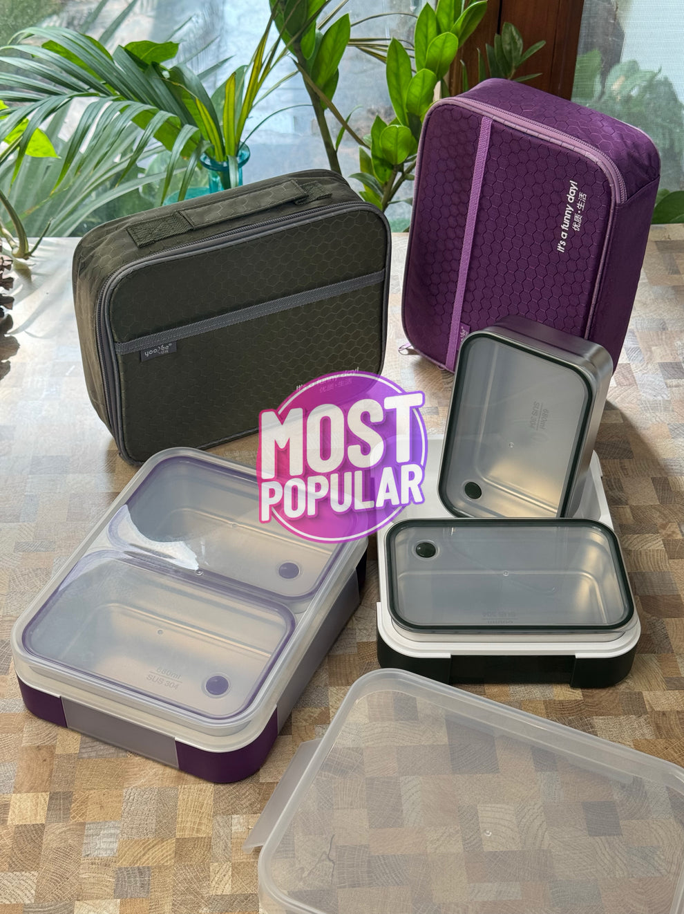 2 grid Bento Box with Lunch Bag