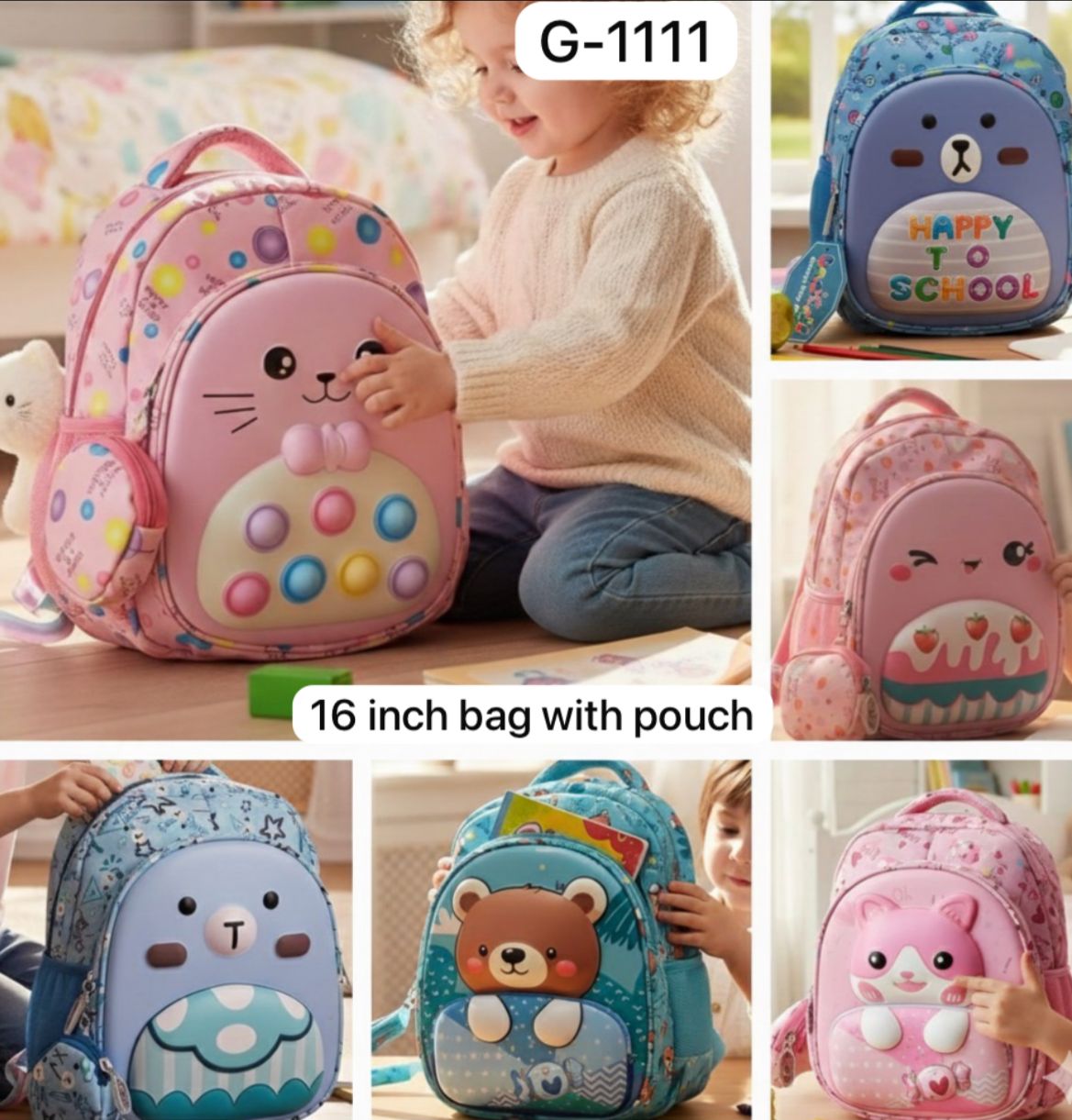 School Bags with Matching Theme Pouch