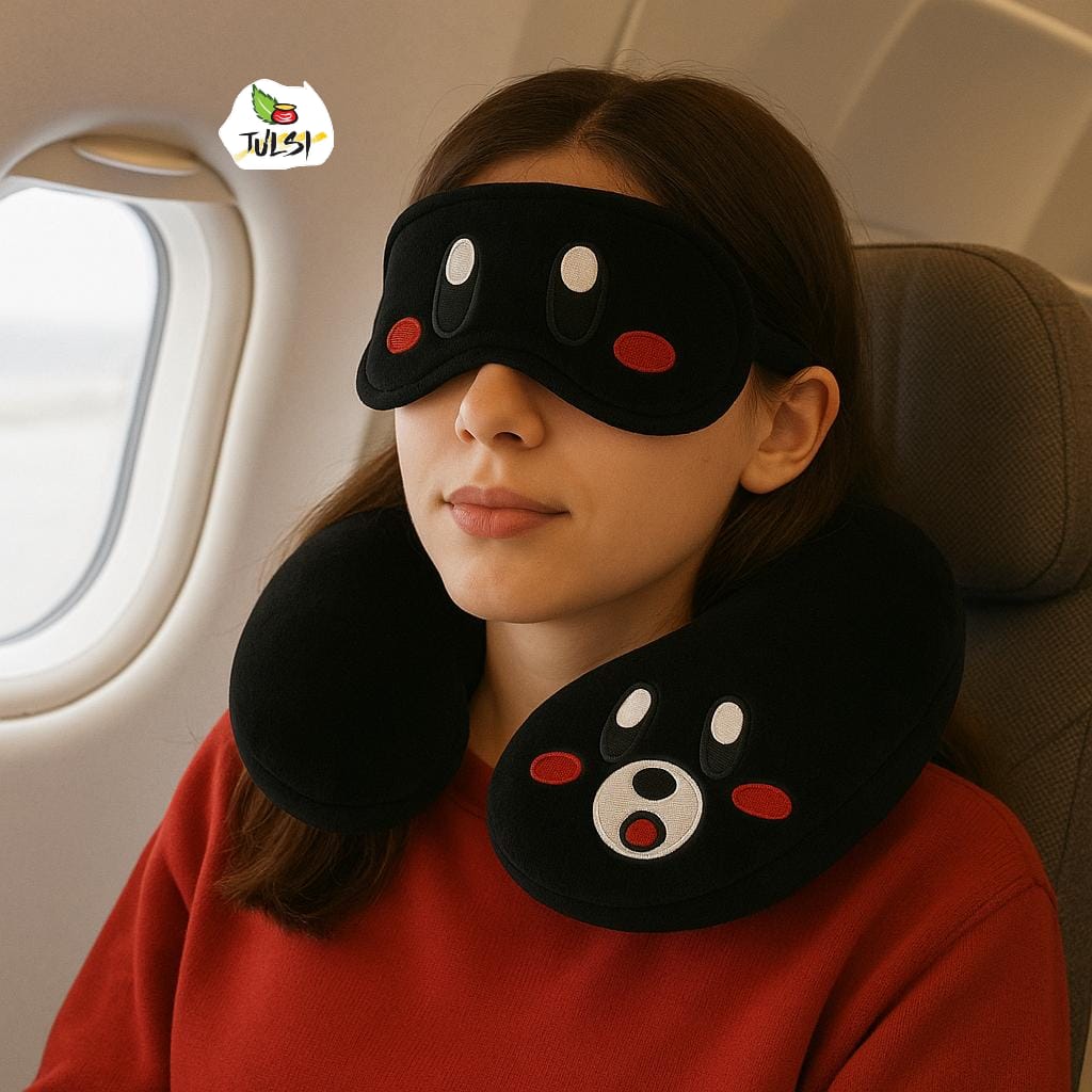 CUTE TRAVEL NECK PILLOW With Eye Mask